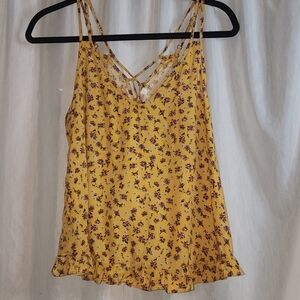 Xhilaration Womans Lightweight Yellow Pink Red Ruffle Tank Top Small